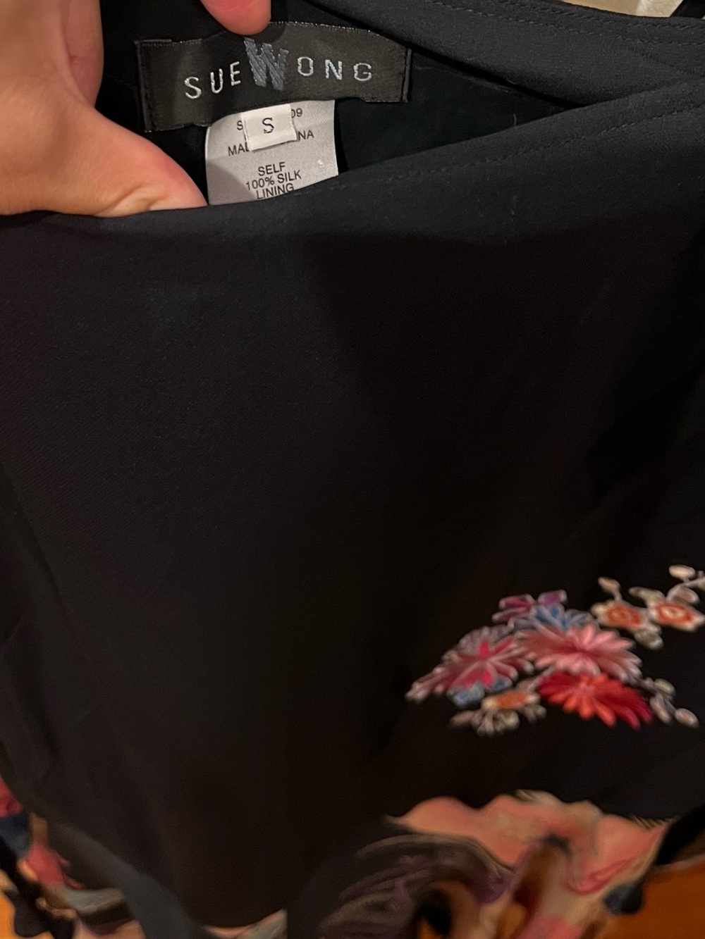 Sue Wong Floral Fan-Print Asymmetric Slip Skirt Set - Picture 4 of 6